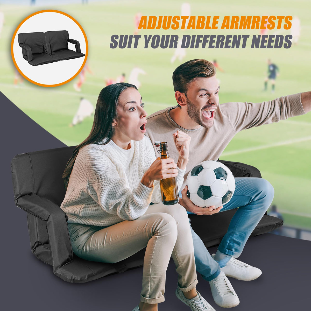 2 Pack Reclining Stadium Seat with Back Support I215