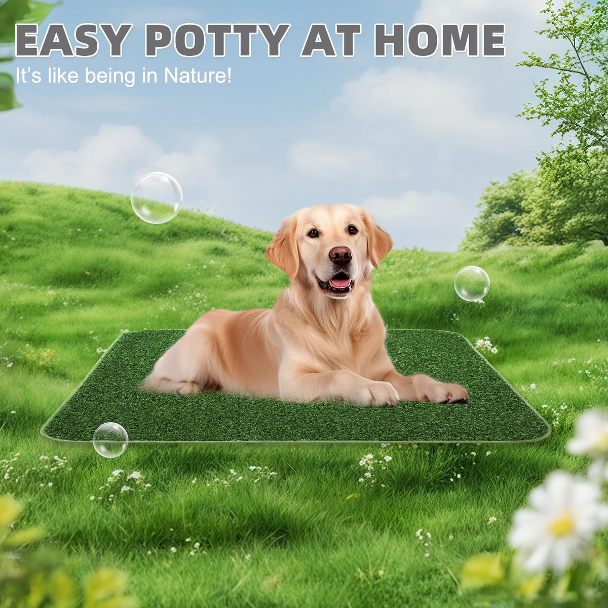 Dog Grass Pad with Washable Pee Pads, 20"*25" Artificial Turf C638036