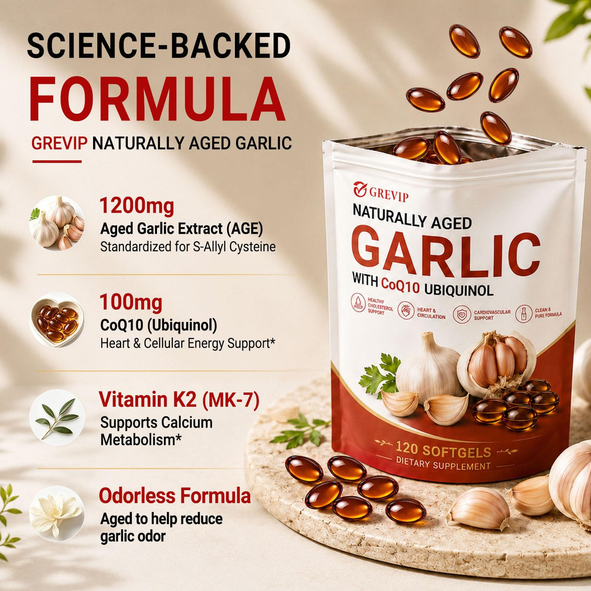 Odorless Garlic Extract Softgels 120Ct H546590