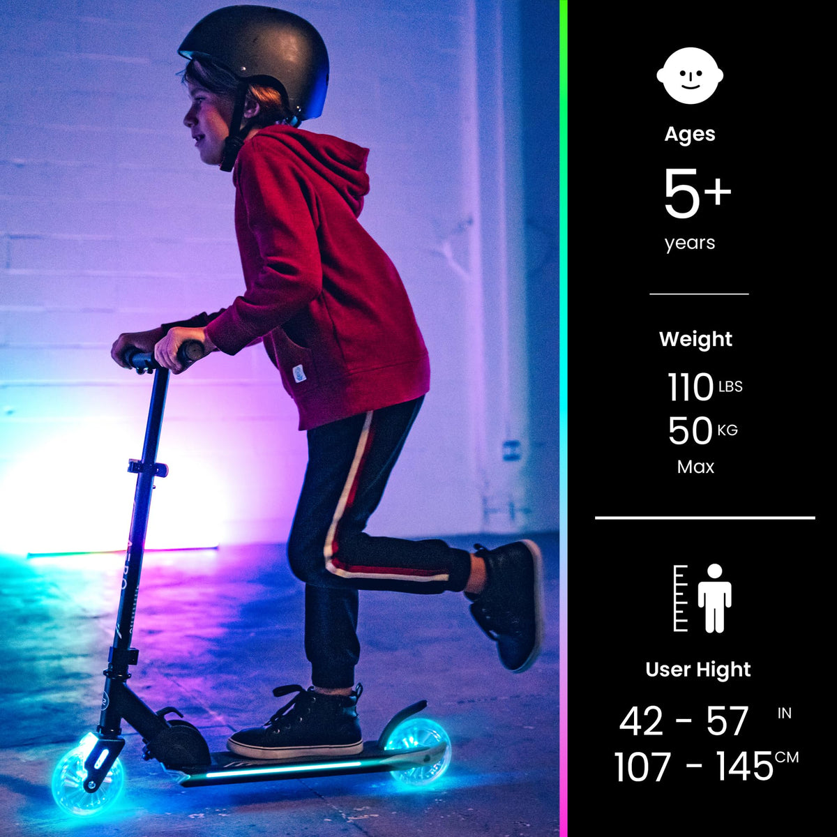 Two-Wheel Kick Scooter for Kids 5-8 with RGB Lights V390