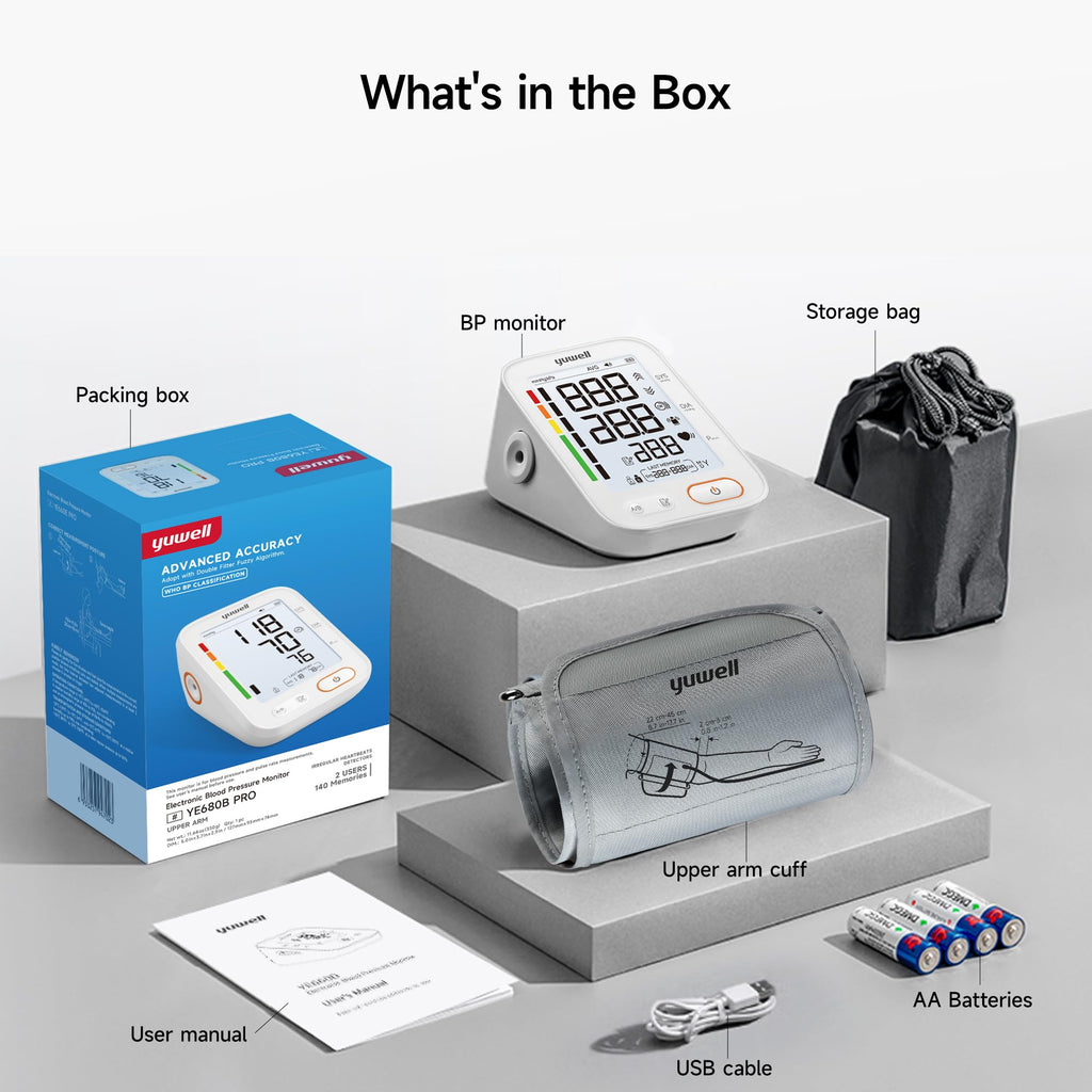 Upper Arm Blood Pressure Monitor with Adjustable Arm Cuff and Backlit Display H165