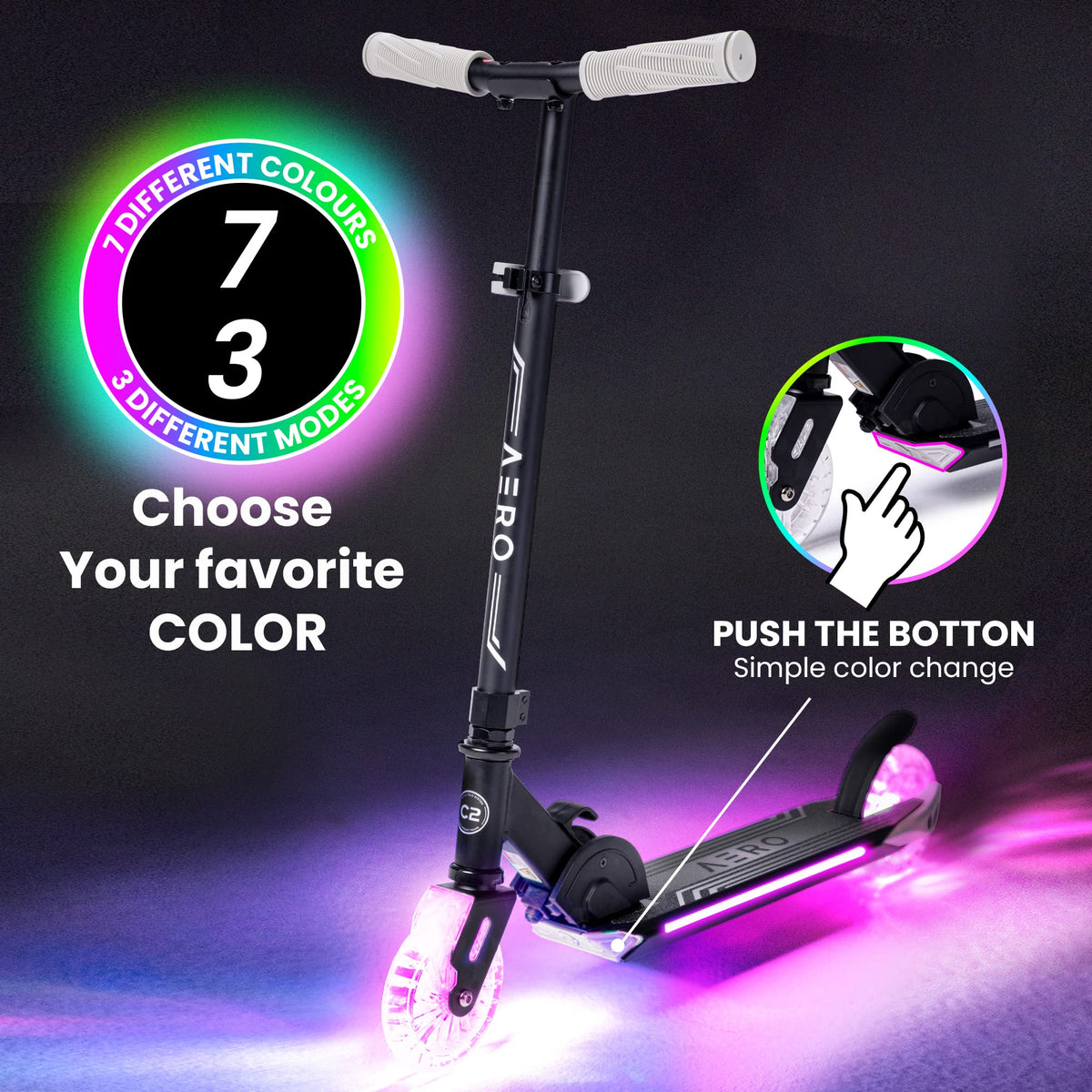Two-Wheel Kick Scooter for Kids 5-8 with RGB Lights V390