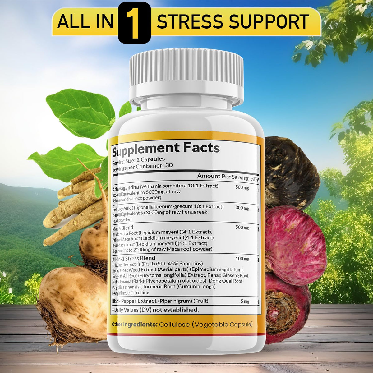 Ashwagandha Maca Root Fenugreek Supplement with Tongkat Ali Ginseng 60 Count C88608
