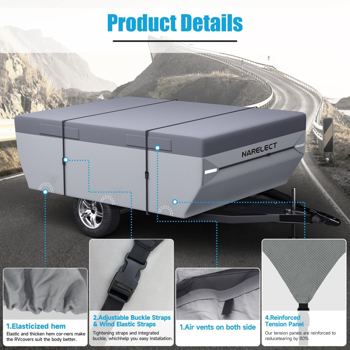 14'-16' 7 Layers Waterproof Anti-UV Ripstop Pop up Camper Cover V9727