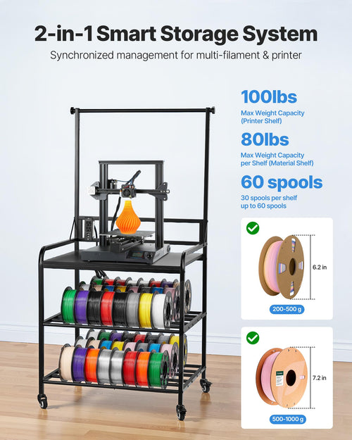3-Tier Filament Storage Rack with Wheels L344025
