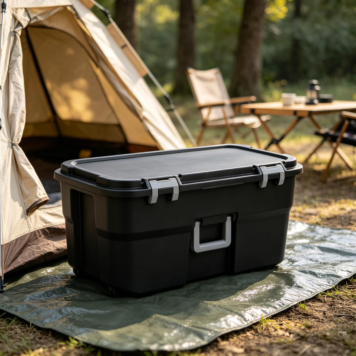 Black 22 Gallon Lockable Wheeled Storage Trunk R621135