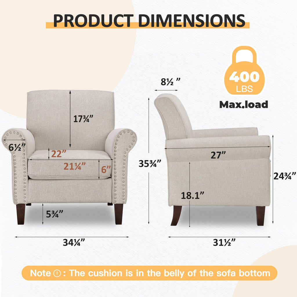 Beige Mid-Century Modern Accent Chairs Set of 2 Q1456