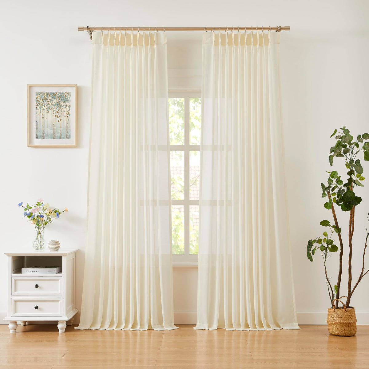 Pinch Pleated Sheer Curtains 108 Inches Length U29603