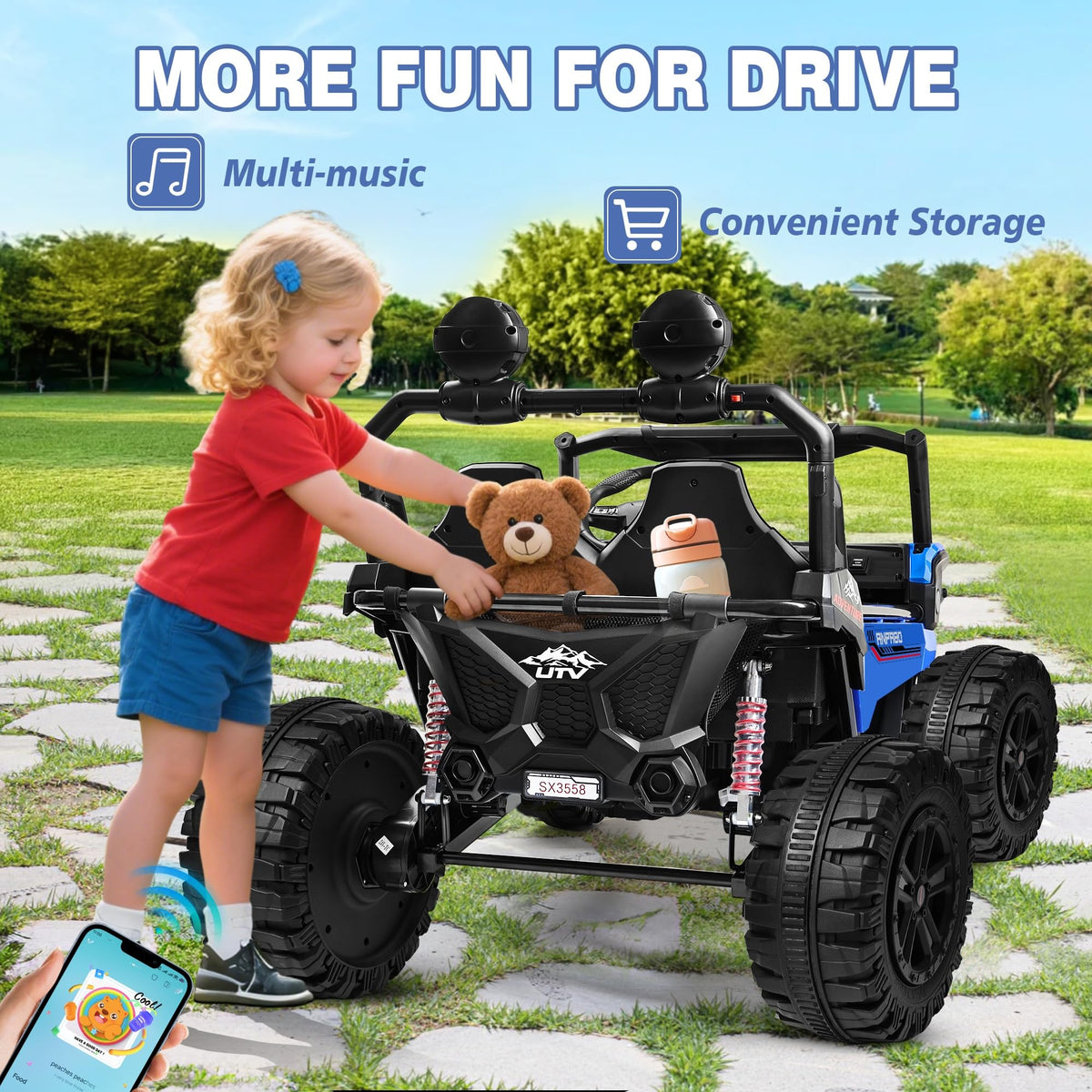 24V Ride on Toy with 4 x 200W Motors, Black F447