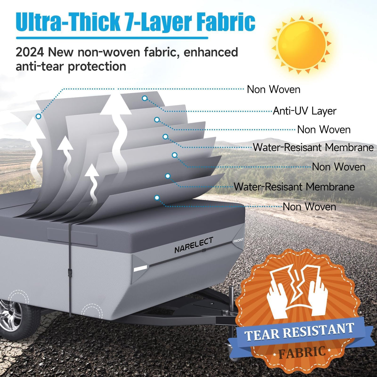 14'-16' 7 Layers Waterproof Anti-UV Ripstop Pop up Camper Cover V9727