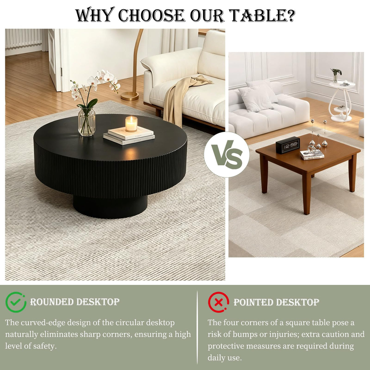 Black Round Pedestal Coffee Table P8881