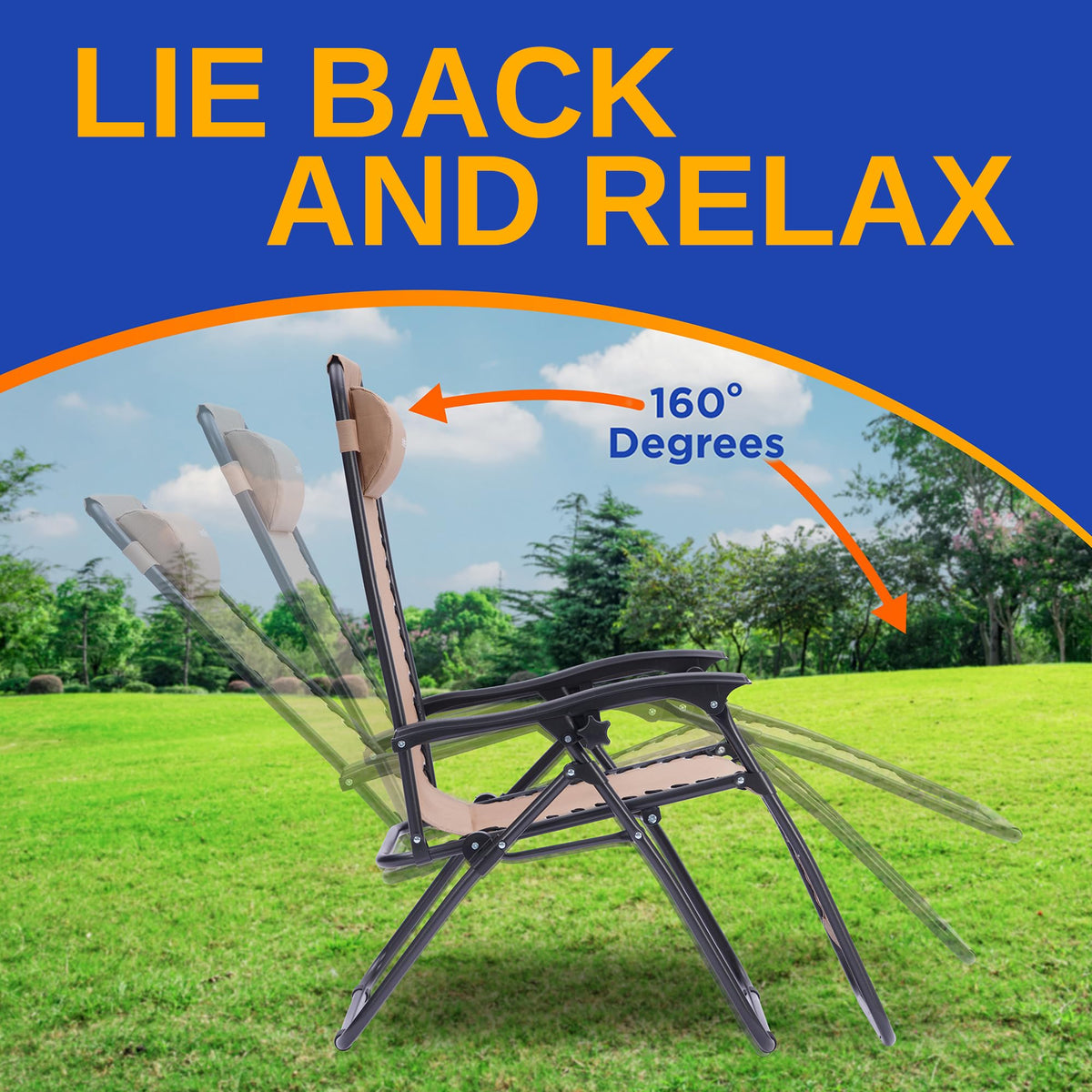 Zero Gravity Outdoor Lounge Chairs 2 Pack Folding Recliners with Side Table Cup Holder J9531