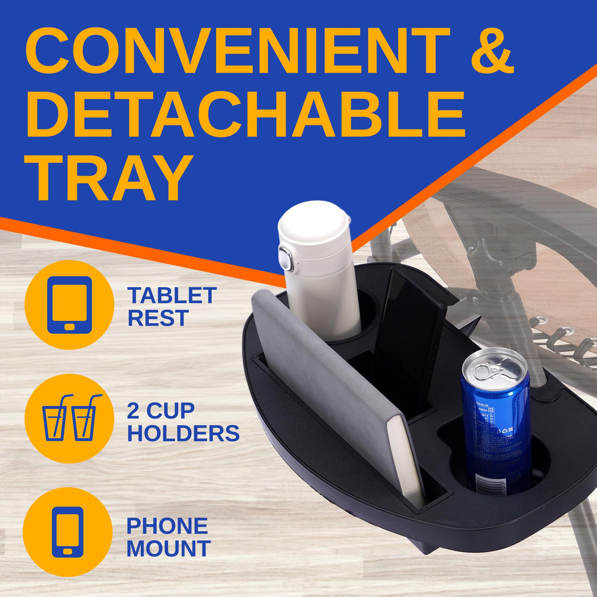 Zero Gravity Outdoor Lounge Chairs 2 Pack Folding Recliners with Side Table Cup Holder J9531