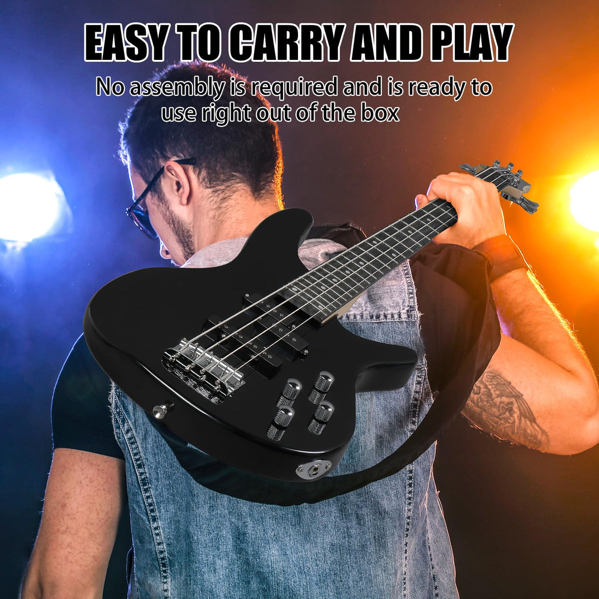 Electric Bass Guitar 4 String Kit Black S8509