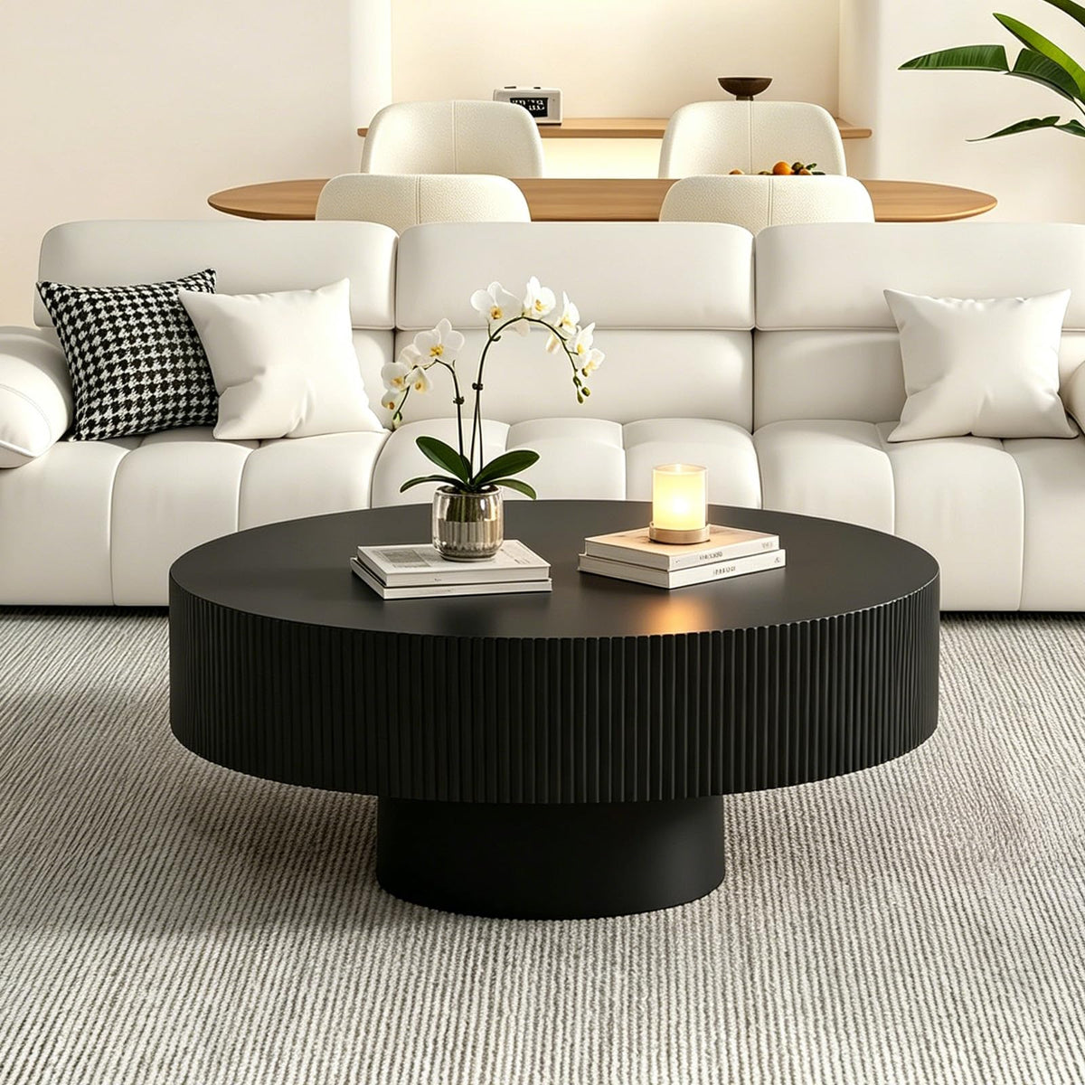 Black Round Pedestal Coffee Table P8881