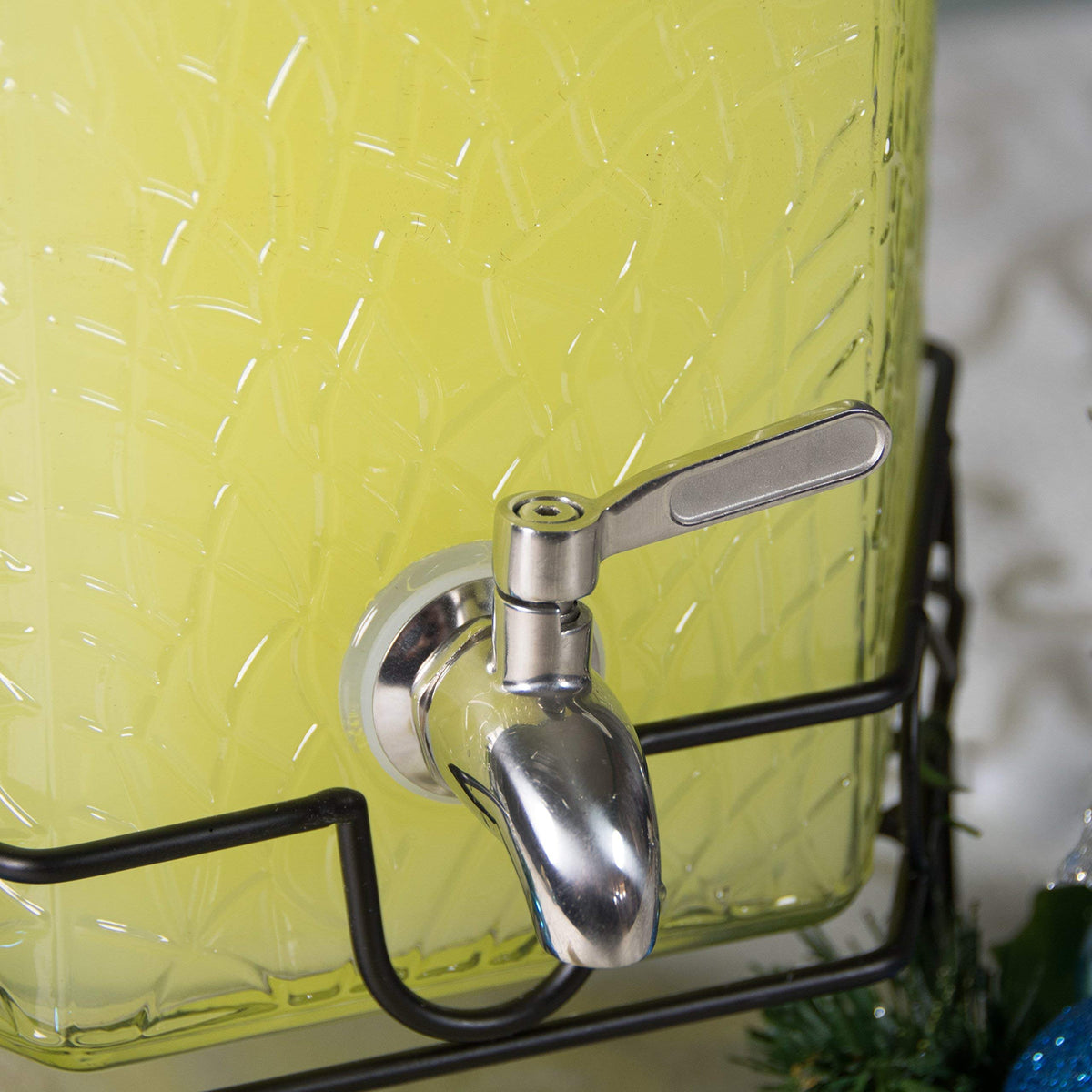 2.5 Gallon Glass Beverage Dispenser with Spigot and Stand L6000