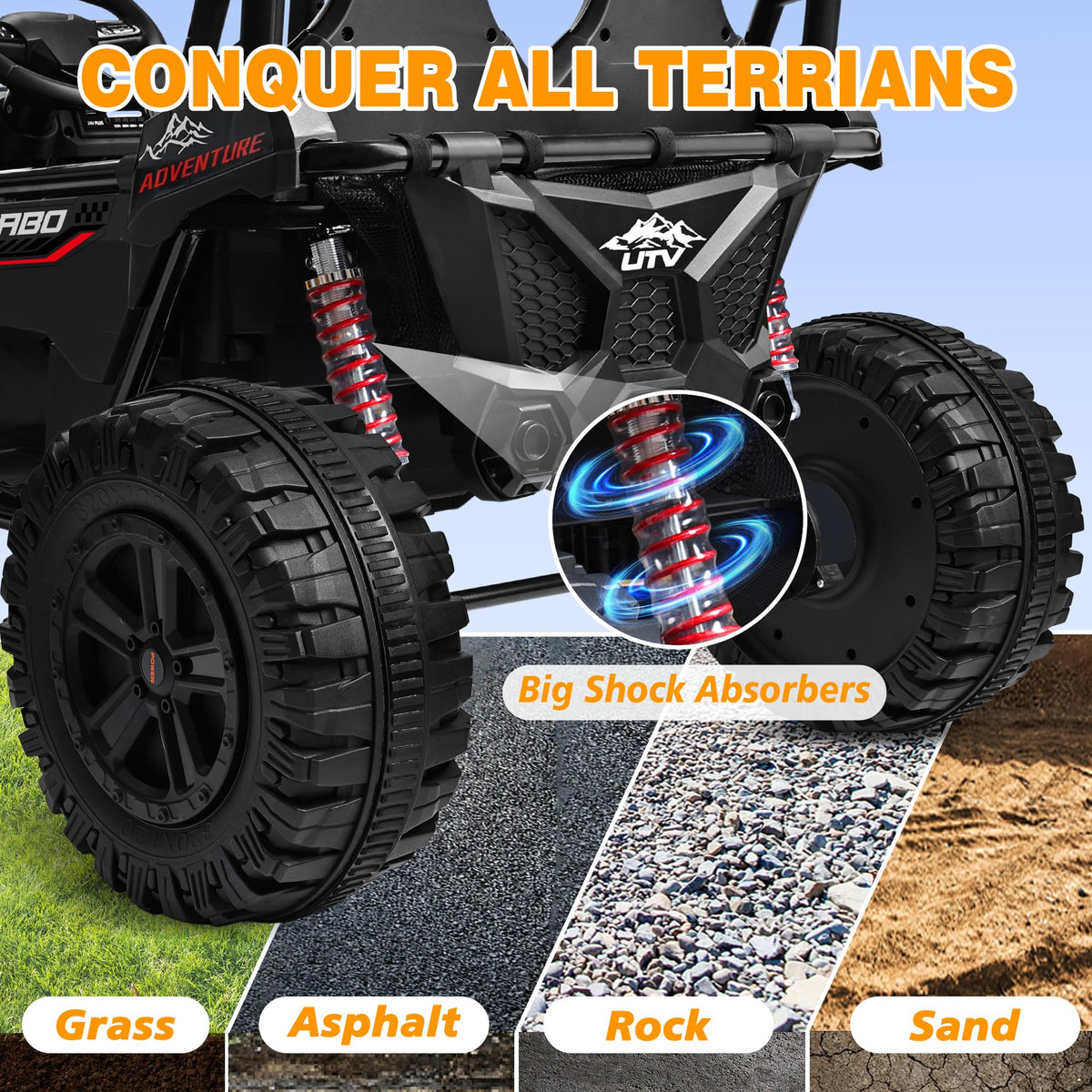 24V Ride on Toy with 4 x 200W Motors, Black F447