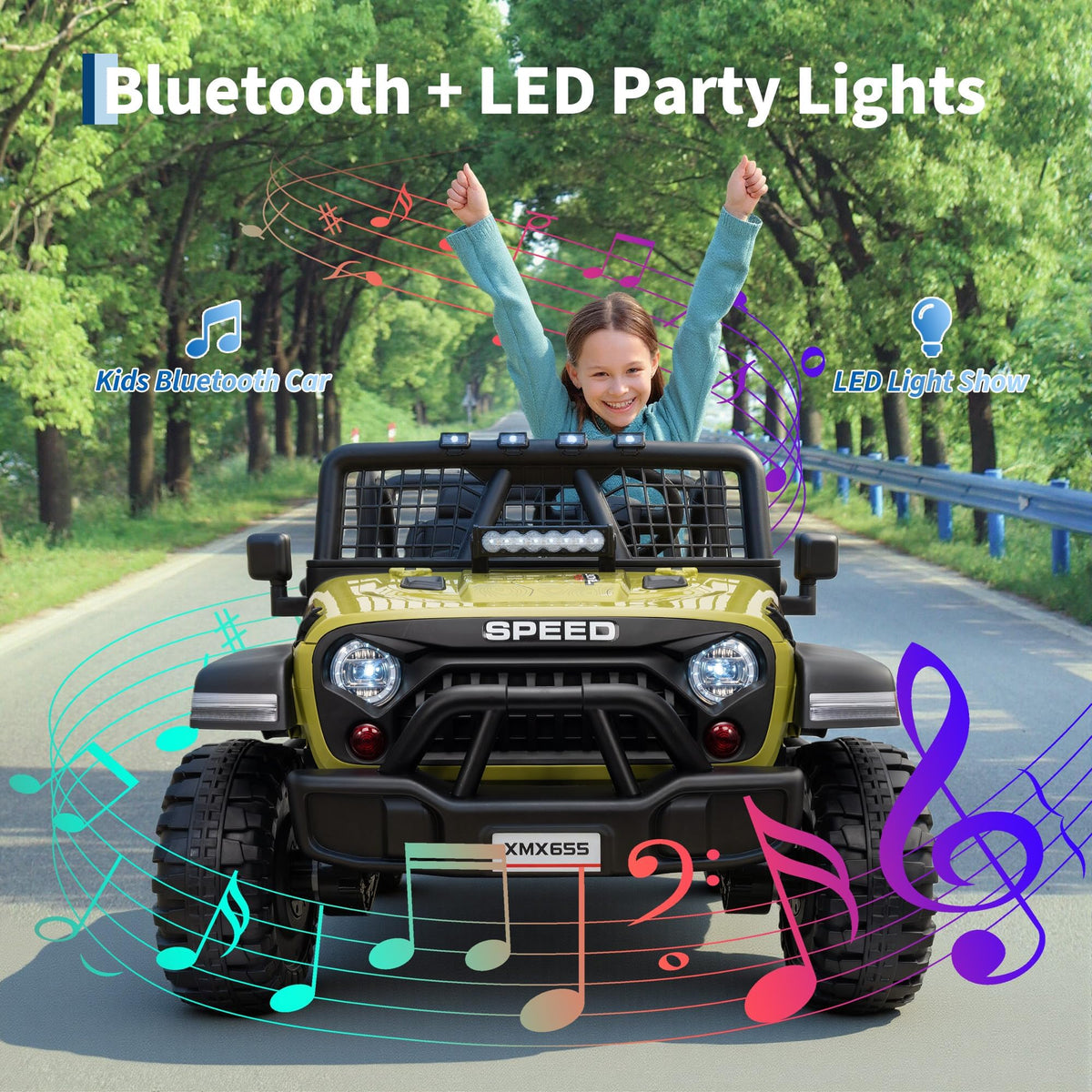 24V 2-Seater Kids Electric Truck with Parent Remote Control, Green F5612