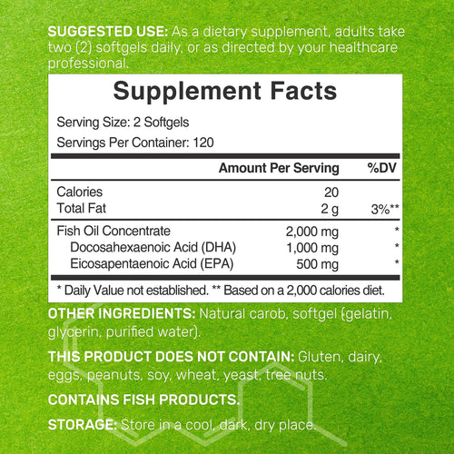 240 Softgels Lemon Flavor DHA 1000mg EPA 500mg Omega-3 Softgels Z183